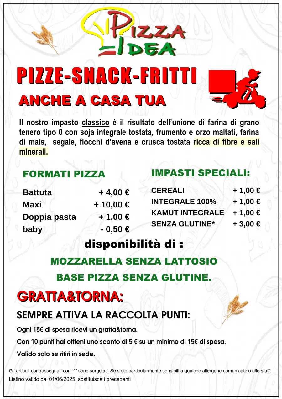 Listino online : Nuovo listino Pizzaidea Ceggia